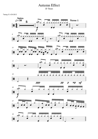10 Years Autumn Effect score for Drums