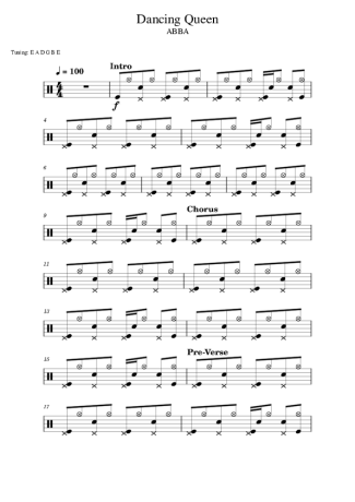 Abba Dancing Queen score for Drums