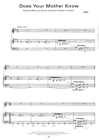 Abba  score for Piano