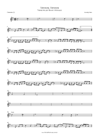 Accioly Neto Veneza, Veneza score for Clarinet (C)