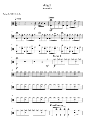 Aerosmith Angel score for Drums