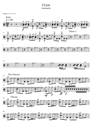 Aerosmith Cryin score for Drums