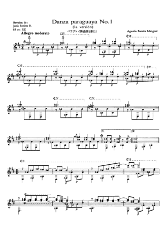 Agustin Barrios Danza Paraguaya No. 1 score for Acoustic Guitar