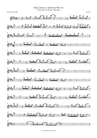 Alcione Não Deixe O Samba Morrer score for Alto Saxophone