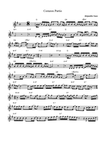 Alejandro Sanz  score for Clarinet (Bb)