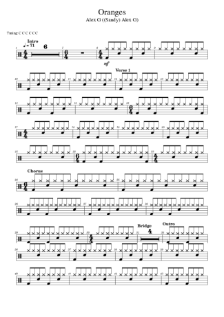 Alex G Oranges score for Drums