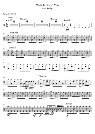 Alter Bridge  score for Drums