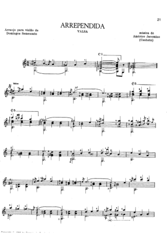 Américo Jacomino Arrependida score for Acoustic Guitar