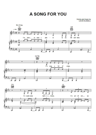 Amy Winehouse A Song For You score for Piano