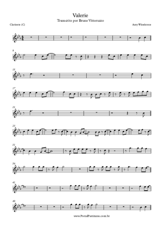 Amy Winehouse Valerie score for Clarinet (C)