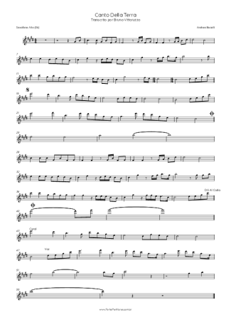 Andrea Bocelli Canto Della Terra score for Alto Saxophone
