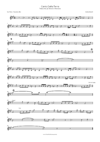 Andrea Bocelli Canto Della Terra score for Tenor Saxophone Soprano (Bb)