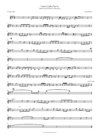Andrea Bocelli Canto Della Terra score for Trumpet