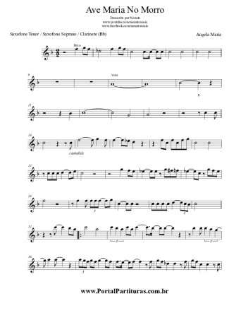 Angela Maria Ave Maria No Morro score for Clarinet (Bb)