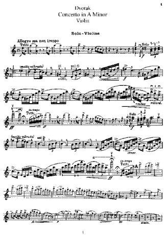 Antonín Dvořák  score for Violin