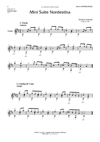 Antonio Guedes Mini Suite Nordestina score for Acoustic Guitar