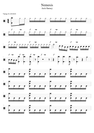 Arch Enemy Nemesis score for Drums