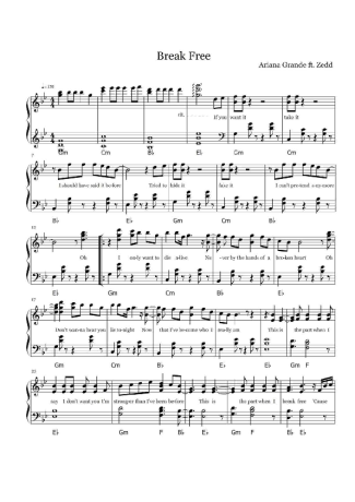 Ariana Grande Break Free score for Piano