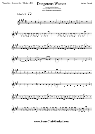 Ariana Grande Dangerous Woman score for Clarinet (Bb)