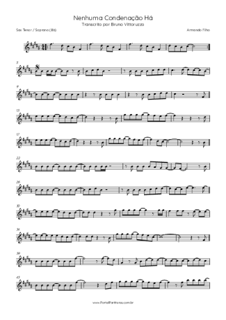 Armando Filho Nenhuma Condenação Há score for Tenor Saxophone Soprano (Bb)