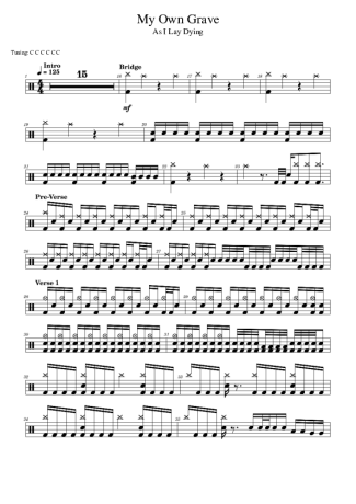 As I Lay Dying My Own Grave score for Drums