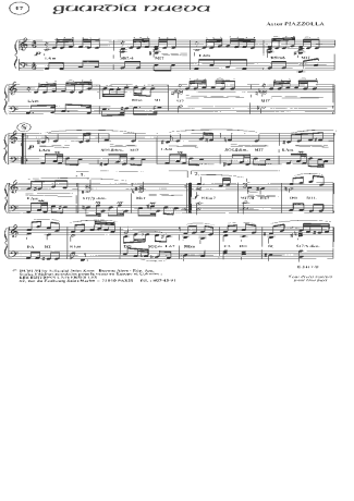 Astor Piazzolla  score for Piano