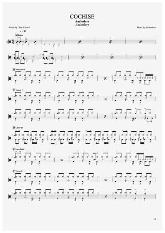 Audioslave Cochise score for Drums