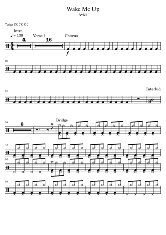 Avicii Wake Me Up score for Drums