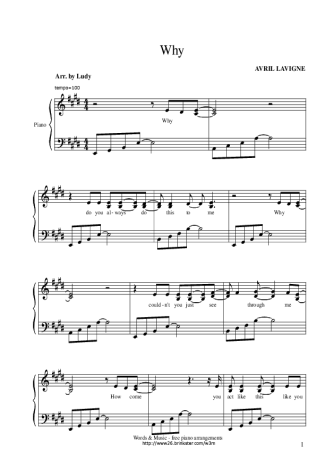 Avril Lavigne  score for Piano