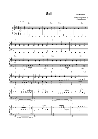 Awolnation Sail score for Piano