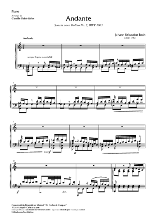 Bach  score for Piano