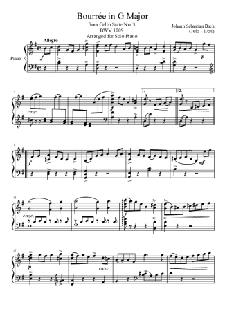 Bach  score for Piano