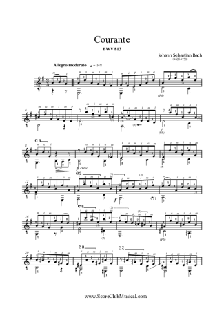 Bach  score for Acoustic Guitar