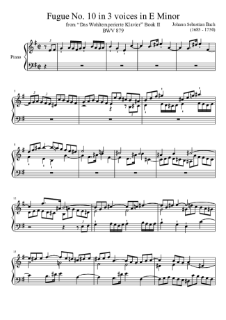 Bach  score for Piano