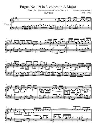 Bach  score for Piano