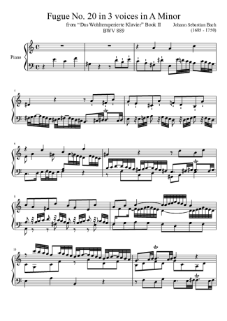 Bach  score for Piano