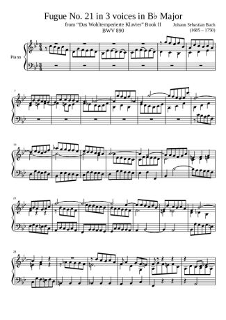 Bach  score for Piano