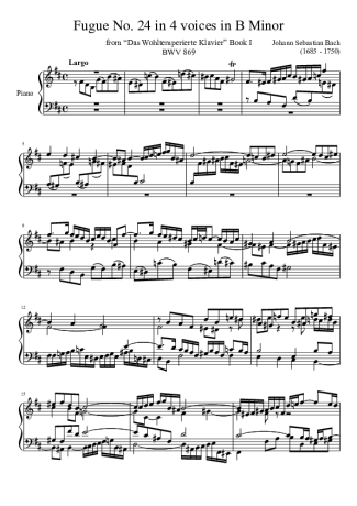 Bach  score for Piano