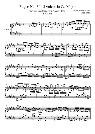 Bach  score for Piano