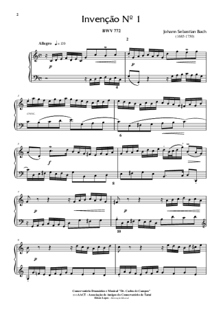 Bach  score for Piano