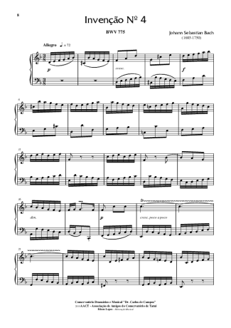 Bach  score for Piano