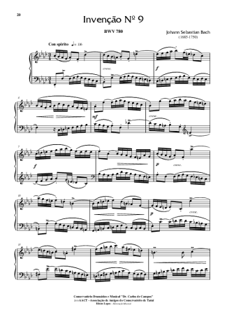 Bach  score for Piano