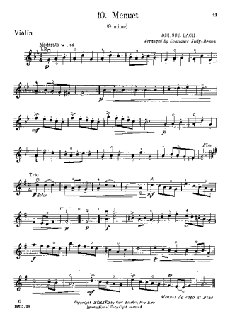 Bach  score for Violin