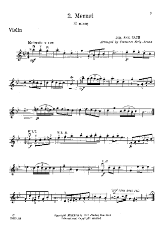 Bach  score for Violin