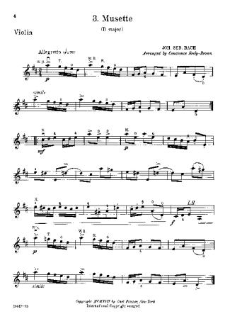 Bach  score for Violin