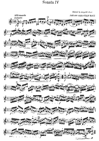 Bach  score for Violin