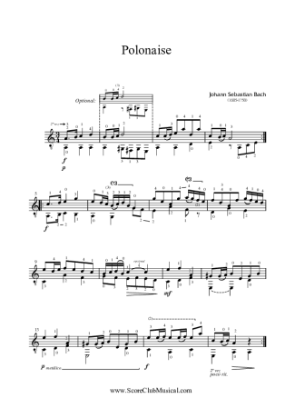 Bach  score for Acoustic Guitar