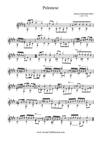 Bach  score for Acoustic Guitar