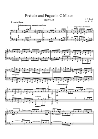 Bach  score for Piano