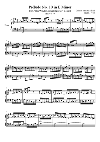 Bach  score for Piano